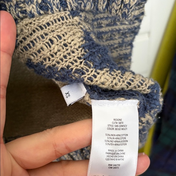 Re/Done Blue and Cream Knit Sweater - Picture 3 of 4